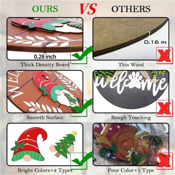 Interchangeable Welcome Sign, 12in DIY Wooden Wall Hanging Sign - Picture 3 of 8